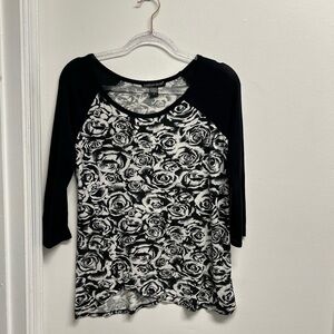 American Dream Black and White Whimsygoth Dark Fairy 3/4 Sleeve Top